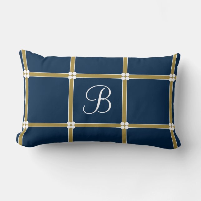 CHIC PILLOW_ CLASSIC BLUE/GOLD/WITTE ONTWERP #4 KUSSEN (Voorkant)