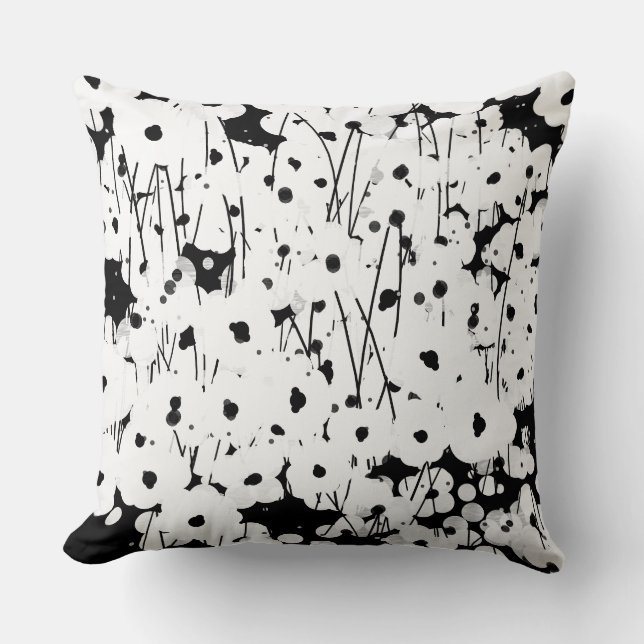 CHIC PILLOW_COOL, MODERN WITTE STROOM OP ZWARTE KI KUSSEN (Voorkant)