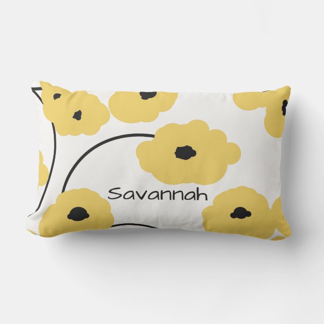 CHIC PILLOW_MOD YELLOW & ZWARTE POPPIJEN BUITENKUSSEN (Voorkant)