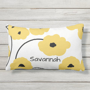 CHIC PILLOW_MOD YELLOW & ZWARTE POPPIJEN BUITENKUSSEN