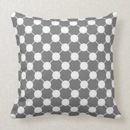 CHIC PILLOW_RETRO WITTE STIPPEN OP GRAY. DIY COLOR KUSSEN