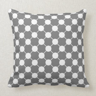 CHIC PILLOW_RETRO WITTE STIPPEN OP GRAY. DIY COLOR KUSSEN