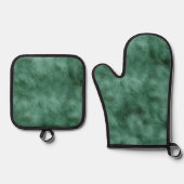 Chic Pine Blauwgroen Groen Ovenwant & Pannenlap Set (Voorkant)