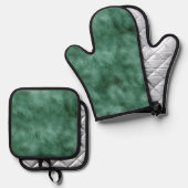 Chic Pine Blauwgroen Groen Ovenwant & Pannenlap Set (Voorkant / Achterkant)