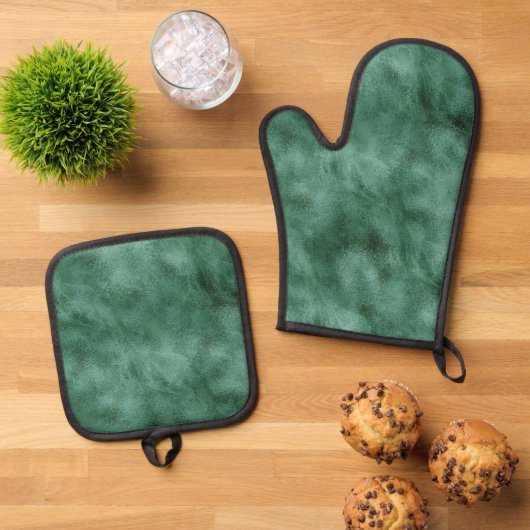 Chic Pine Blauwgroen Groen Ovenwant & Pannenlap Set (Top down)