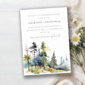 Chic Pine Forest Landscape Wedding Jubileum Kaart