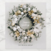 Chic Pine met kerstmis Wreatinelabel Wijn Etiket (Enkel label)