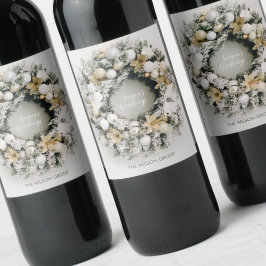 Chic Pine met kerstmis Wreatinelabel Wijn Etiket