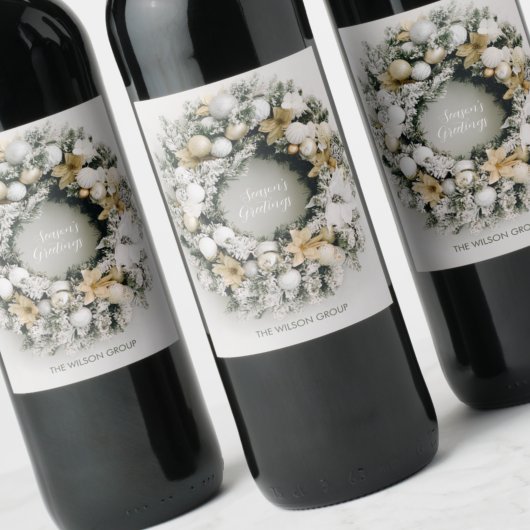 Chic Pine met kerstmis Wreatinelabel Wijn Etiket