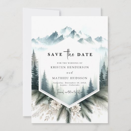 Chic Pine Mountain bruiloft Save The Date (Voorkant)
