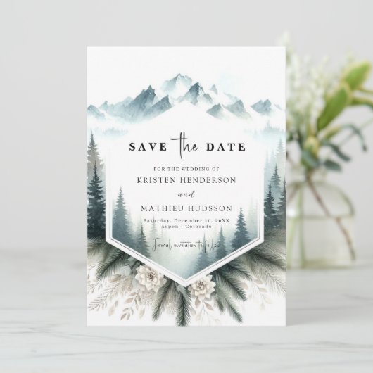 Chic Pine Mountain bruiloft Save The Date (Staand voorkant)