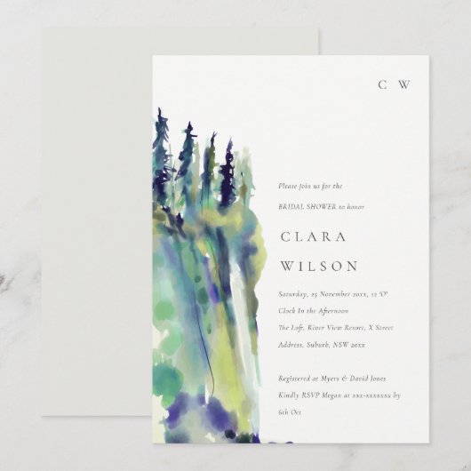 Chic Pine Tree Mountain Landscape Vrijgezellenfees Kaart (Voorkant / Achterkant)