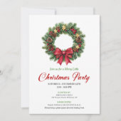 Chic Pine Wreath Festive Christmas Party Invite Kaart (Voorkant)