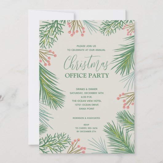 Chic Pines en bessen kerstfeest Kaart (Voorkant)