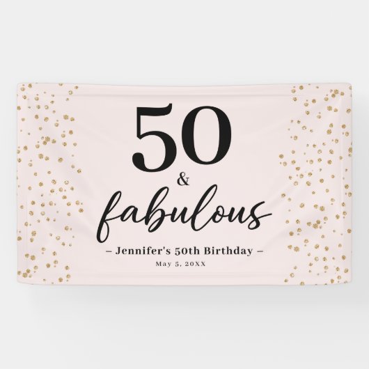 Chic Pink 50 en fantastische 50e verjaardag Spandoek (Horizontaal)