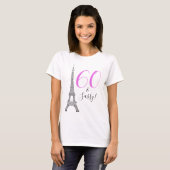 Chic Pink 60 & Sassy Paris Eiffel Tower Birthday T-shirt (Voorkant volledig)