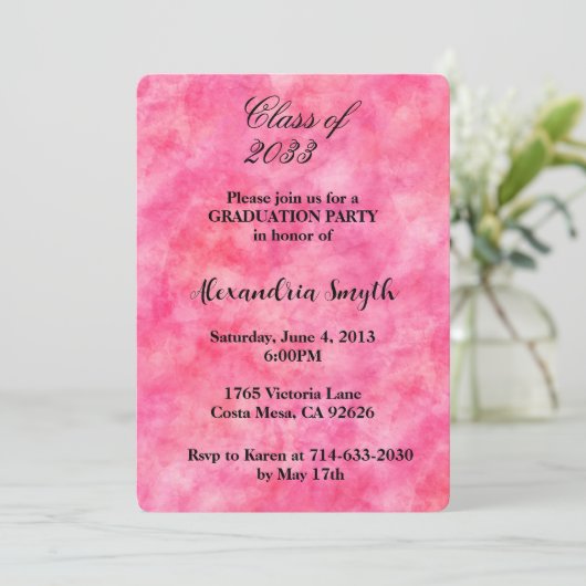 Chic Pink Afstuderen Uw foto Kaart (Staand voorkant)