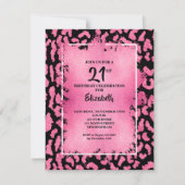 Chic Pink and Black Leopard Print Birthday Kaart (Voorkant)