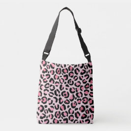 Chic Pink and Black Leopard Print Crossbody Tas