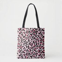 Chic Pink and Black Leopard Print Tote Bag