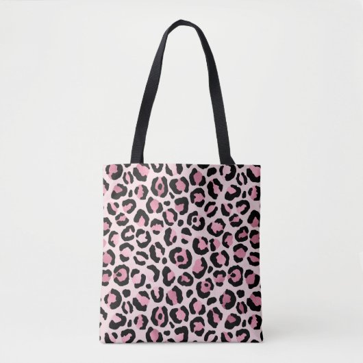 Chic Pink and Black Leopard Print Tote Bag (Voorkant)