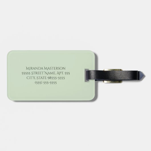 Chic Pink Arching Scallops Soft Green Monogram Nam Bagagelabel (Achterkant horizontaal)