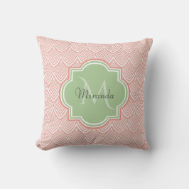 Chic Pink Arching Scallops Soft Green Monogram Nam Kussen