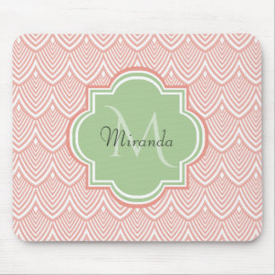 Chic Pink Arching Scallops Soft Green Monogram Nam Muismat