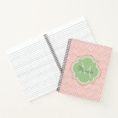 Chic Pink Arching Scallops Soft Green Monogram Nam Notitieboek (Binnen)