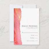 Chic Pink Art RSVP Wedding Response Kaart (Voorkant)