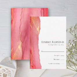 Chic Pink Art RSVP Wedding Response Kaart