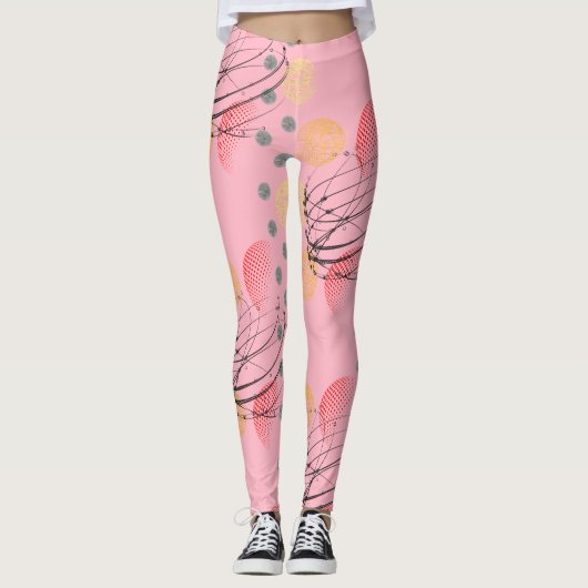Chic Pink Atomic Vortex Pattern Leggings (Voorkant)