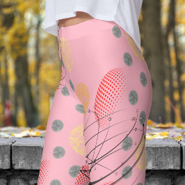 Chic Pink Atomic Vortex Pattern Leggings