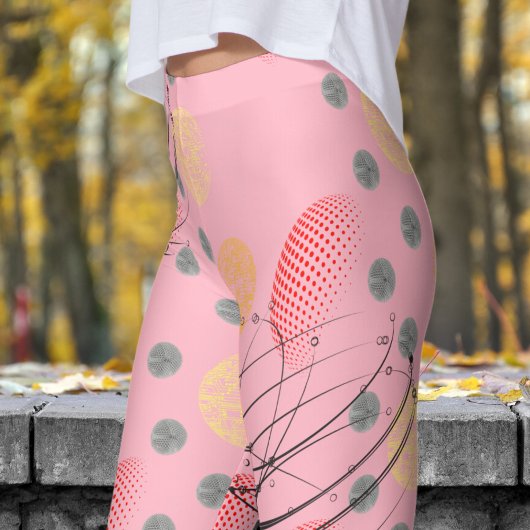 Chic Pink Atomic Vortex Pattern Leggings