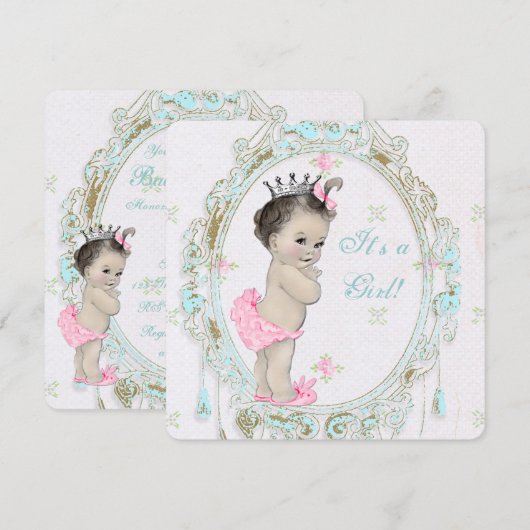 Chic Pink Baby shower Kaart (Voorkant / Achterkant)