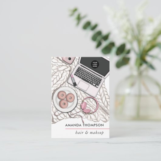 Chic Pink Beauty Mode Visitekaartje (Staand voorkant)