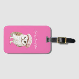 Chic Pink Beret Brown White Owl Be Seeing You Bagagelabel