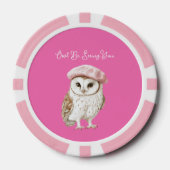 Chic Pink Beret Brown White Owl Be Seeing You Poker Chips (Voorkant)