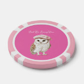Chic Pink Beret Brown White Owl Be Seeing You Poker Chips (Enkel)