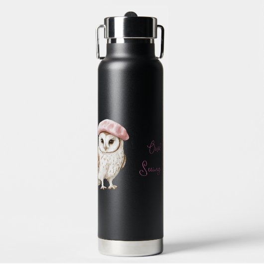 Chic Pink Beret Brown White Owl Be Seeing You Waterfles (Voorkant)