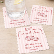 Chic Pink Berry In Love Bridal Shower Personalized