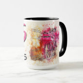  Chic Pink Bicycle 55 en Fabulous Birthday Mok (Voorkant rechts)