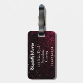 Chic Pink & Black Night Sky | Personeel reizen Bagagelabel (Achterkant verticaal)