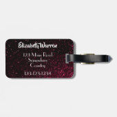 Chic Pink & Black Night Sky | Personeel reizen Bagagelabel (Achterkant horizontaal)