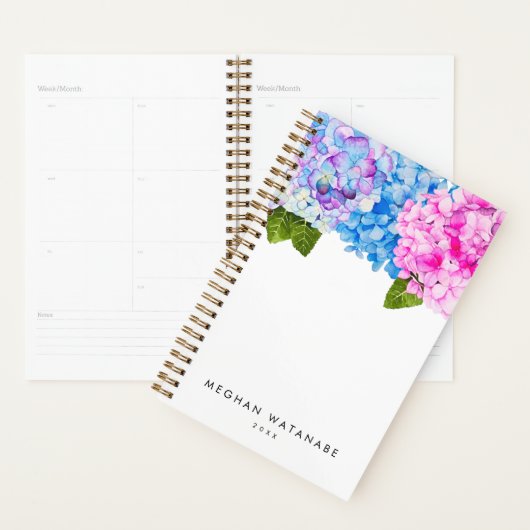 Chic Pink Blue Floral Hydrangea Garden Planner (Display)