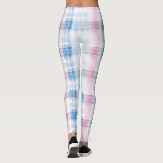 Chic Pink Blue Stripes Leggings (Achterkant)