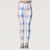 Chic Pink Blue Stripes Leggings (Voorkant)
