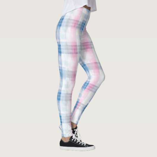 Chic Pink Blue Stripes Leggings (Rechts)