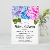 Chic Pink Blue Waterverf Floral Rehearsal Dinner Kaart (Staand voorkant)