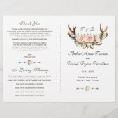 Chic Pink Blush Floral Antlers Weddenschap (Voorkant)